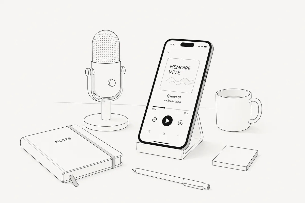 Illustration de l'univers du podcast Mémoire Vive